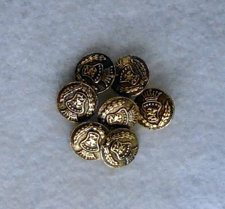 7 bottoni di metallo con stemma (L50)