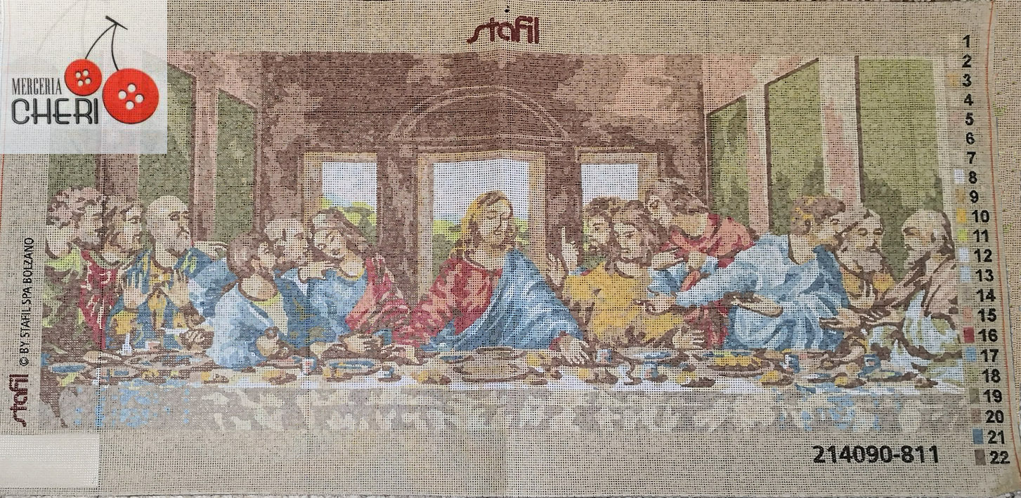 Canovaccio raffigurante l'ultima cena di Leonardo da Vinci cm 40 x 90