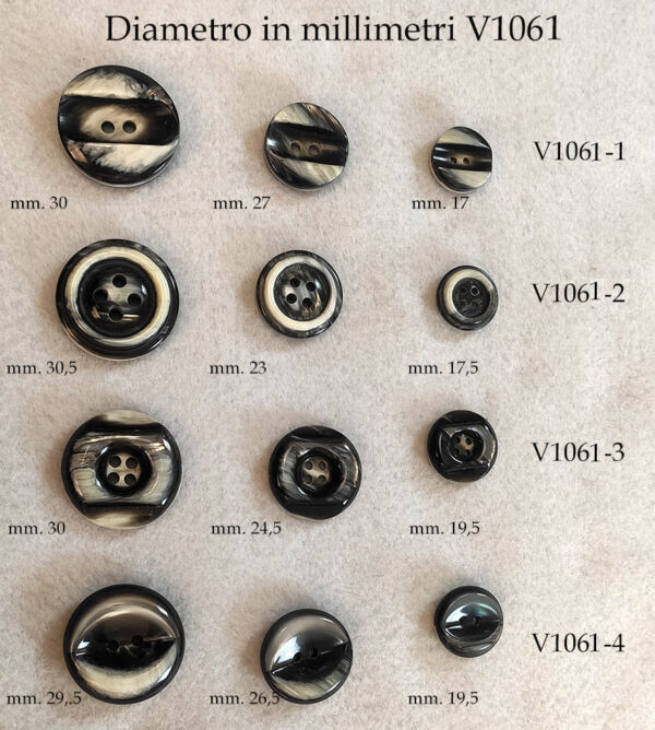 Bottoni vintage anni 60 neri con striature chiare