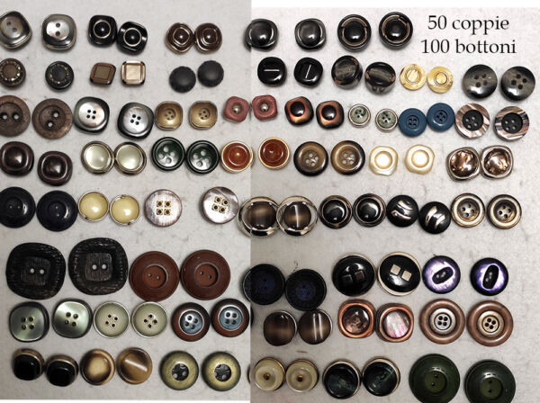 100 bottoni vintage anni 50 coppie
